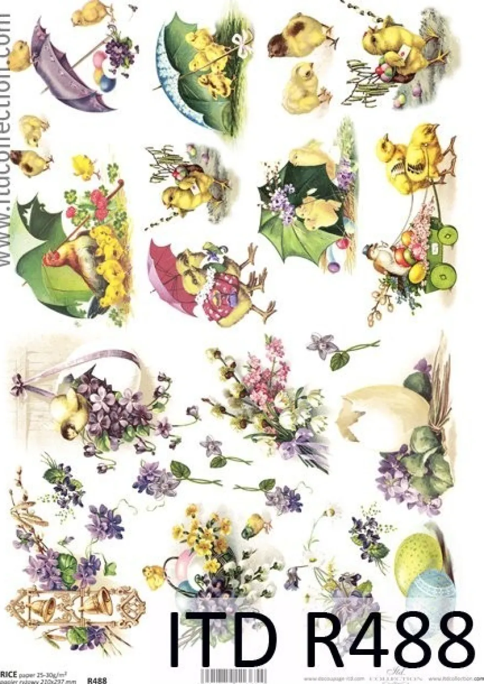 Papier do decoupage A4 - ITD Collection - ryżowy, R488