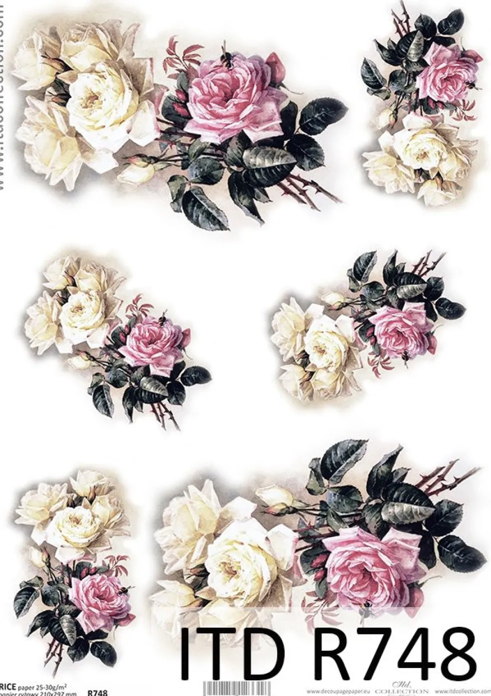 Papier do decoupage A4 - ITD Collection - ryżowy, R746