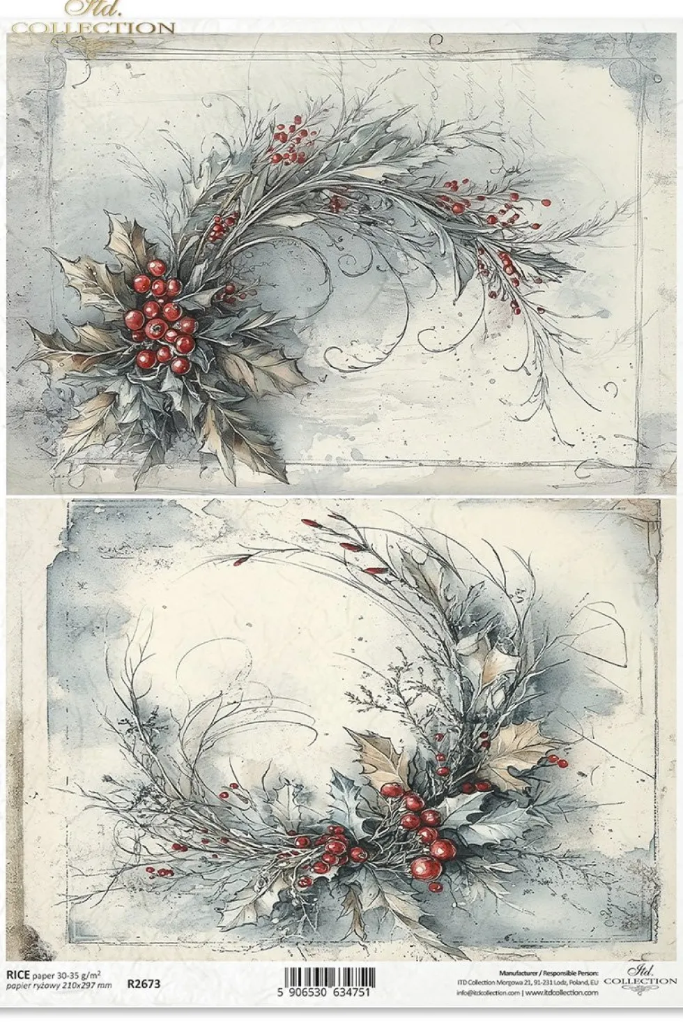 Papier do decoupage A4 - ITD Collection - ryżowy R2674