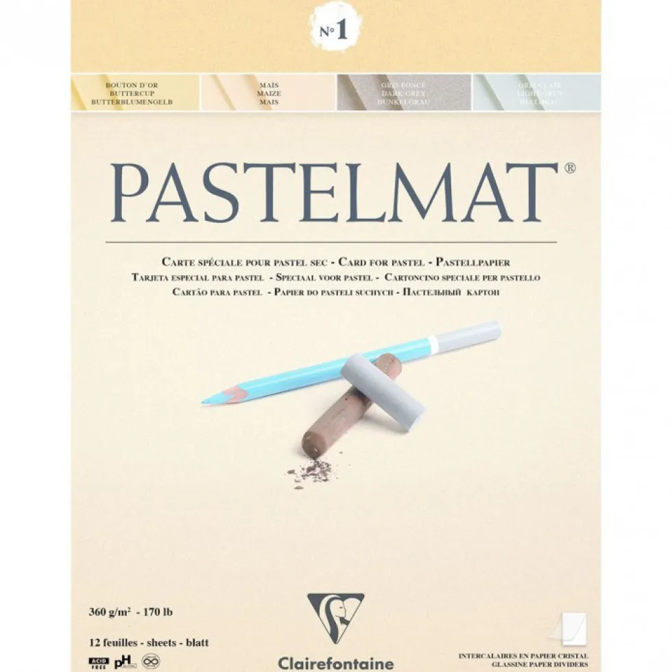Papier do pasteli suchych Pastelmat - Clairefontaine - nr 1, 24 x 30 cm, 360g, 12 ark.