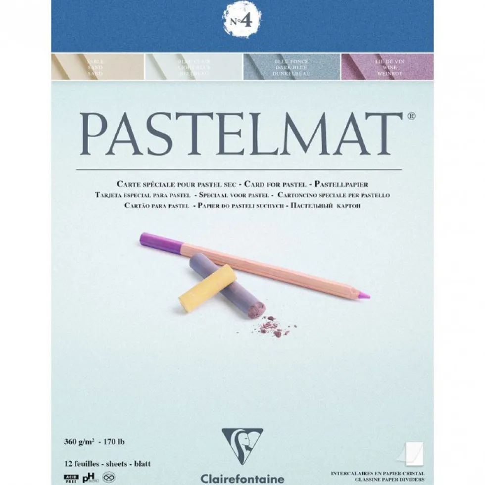 Papier do pasteli suchych Pastelmat - Clairefontaine - nr 4, 24 x 30 cm, 360g, 12 ark.