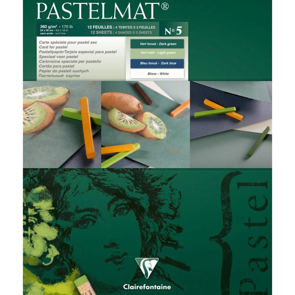 Papier do pasteli suchych Pastelmat - Clairefontaine - nr 5, 18 x 24 cm, 300g, 12 ark.