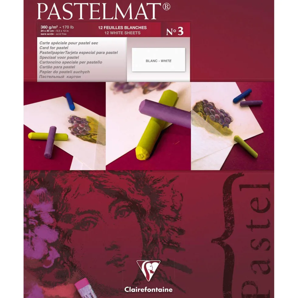 Papier do pasteli suchych Pastelmat - Clairefontaine - nr 3, 18 x 24 cm, 300g, 12 ark.