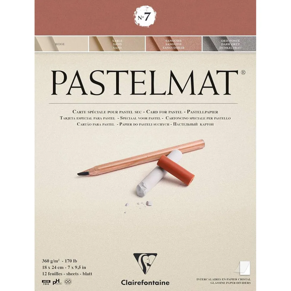 Papier do pasteli suchych Pastelmat No. 7 - Clairefontaine - 18 x 24 cm 360 g 12 ark.