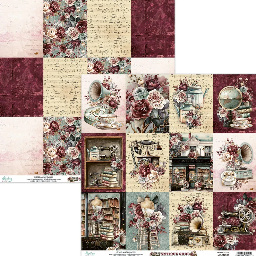 Papier do scrapbookingu 30,5 x 30,5 cm - Mintay - Antique Shop 05