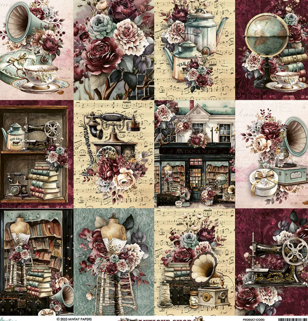 Papier do scrapbookingu 30,5 x 30,5 cm - Mintay - Antique Shop 05