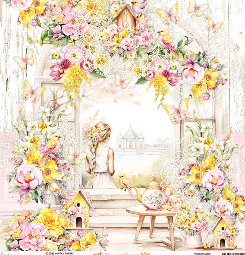 Papier do scrapbookingu 30,5 x 30,5 cm - Mintay - Blossom Serenity 02