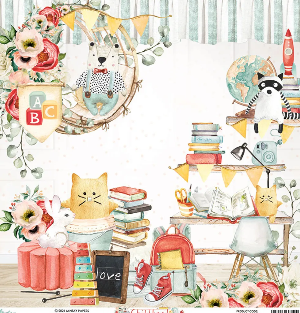 Papier do scrapbookingu 30 x 30 cm - Mintay - Childhood 01