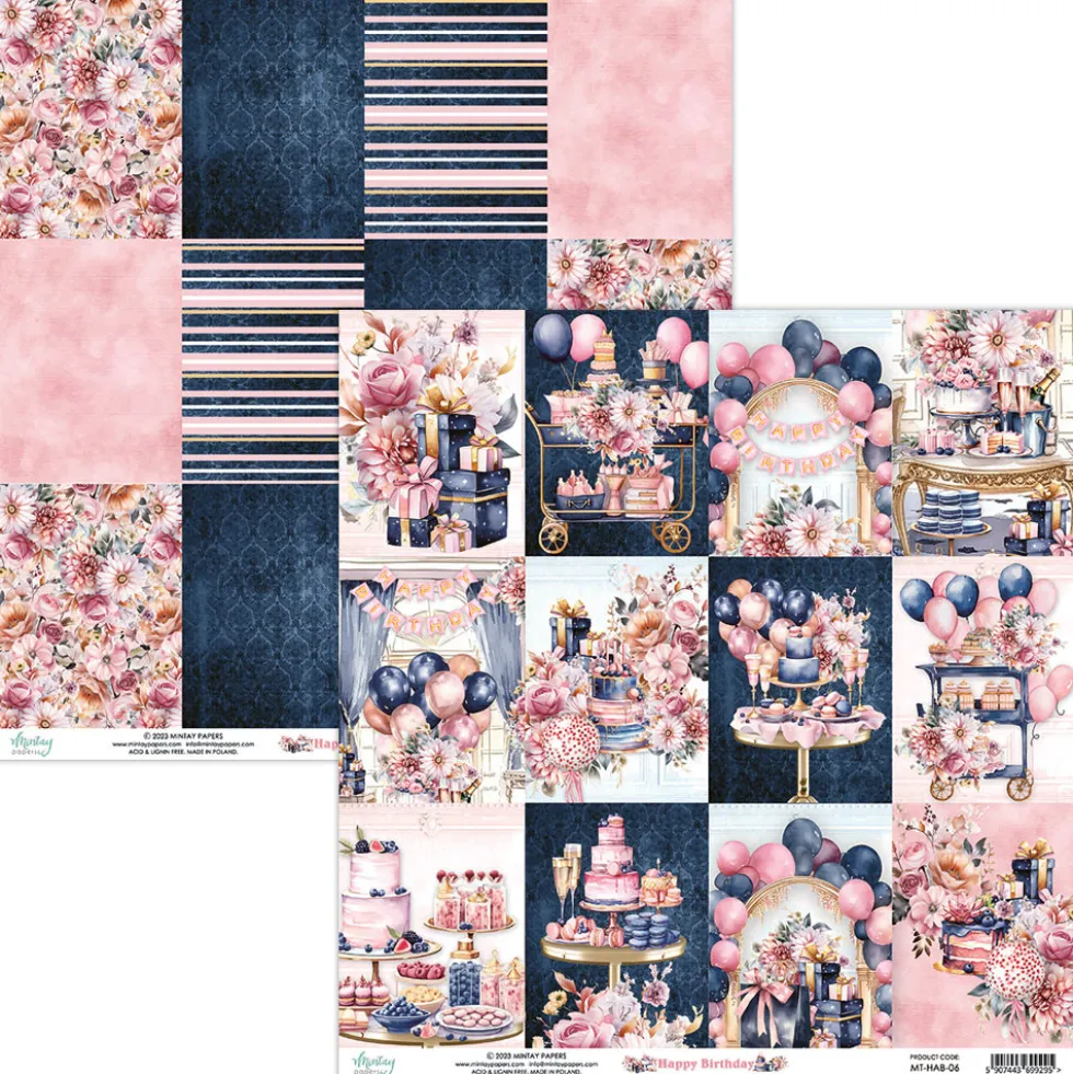 Papier do scrapbookingu 30,5 x 30,5 cm - Mintay - Happy Birthday 06