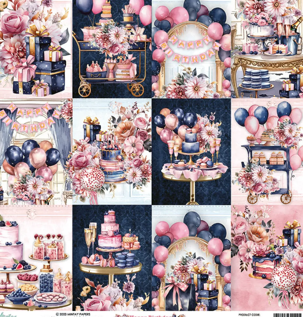 Papier do scrapbookingu 30,5 x 30,5 cm - Mintay - Happy Birthday 06