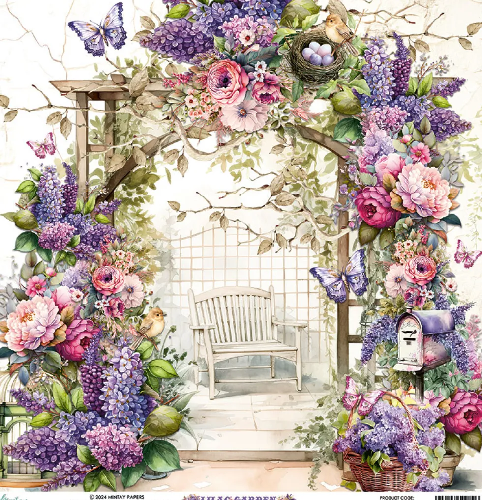 Papier do scrapbookingu 30,5 x 30,5 cm - Mintay - Lilac Garden 03