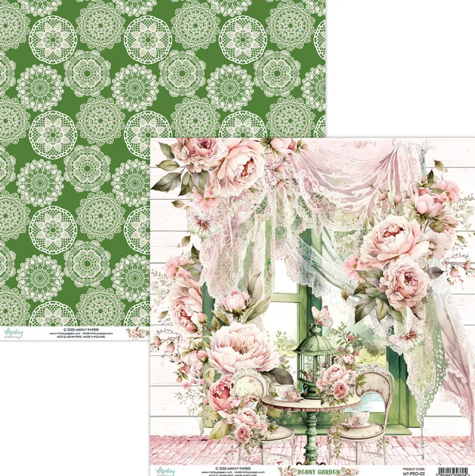Papier do scrapbookingu 30,5 x 30,5 cm - Mintay - Peony Garden 02
