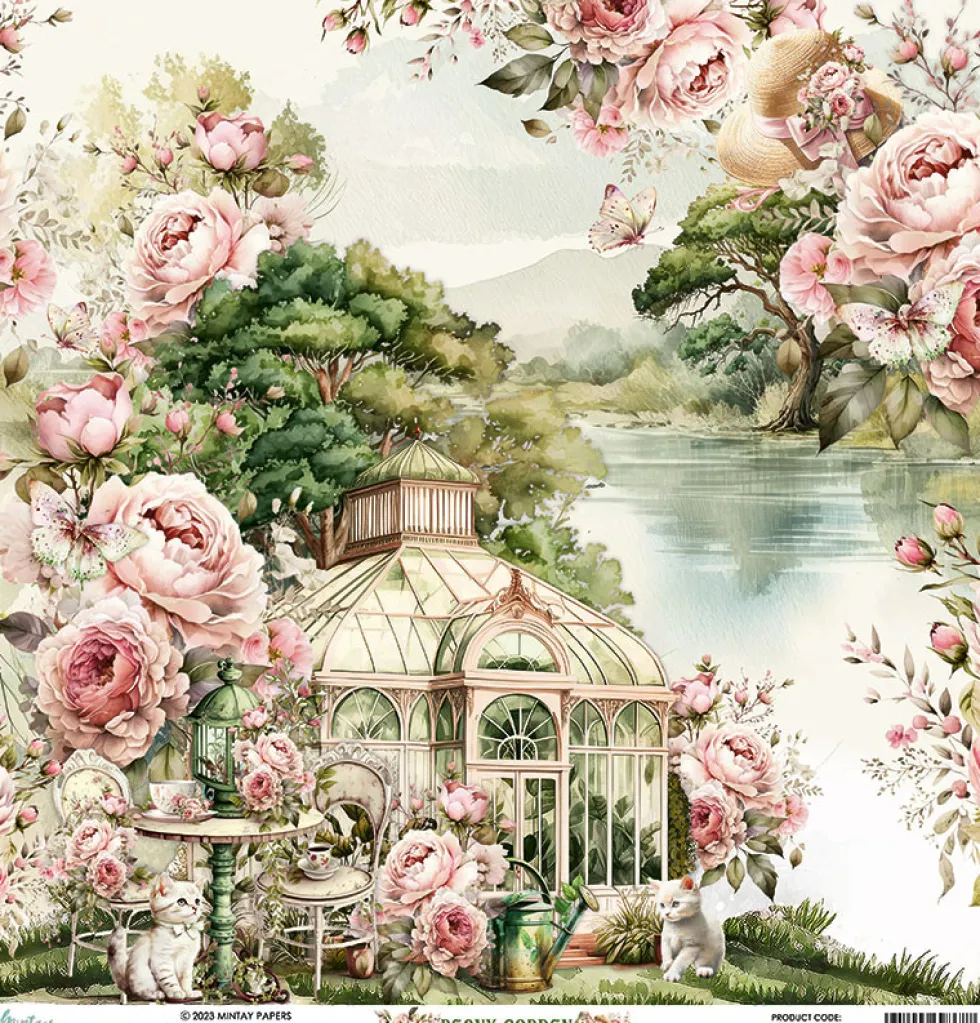 Papier do scrapbookingu 30,5 x 30,5 cm - Mintay - Peony Garden 01