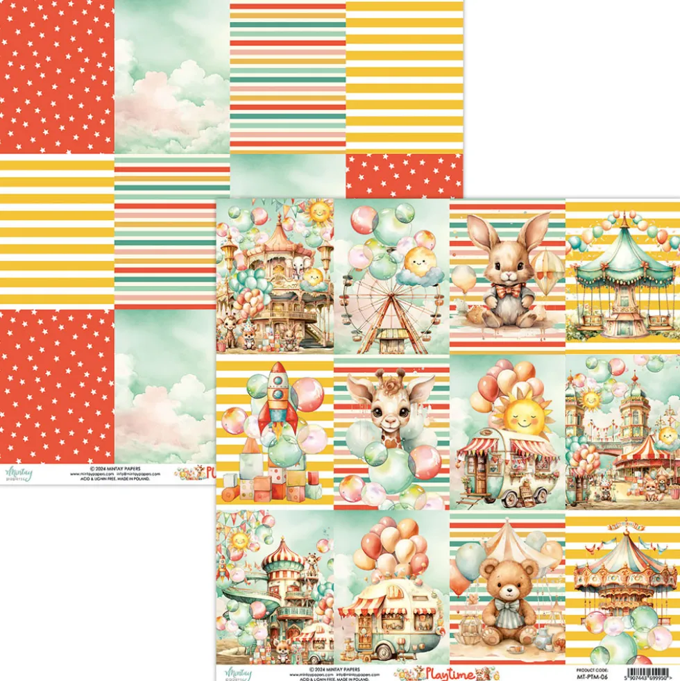 Papier do scrapbookingu 30,5 x 30,5 cm - Mintay - Playtime 06
