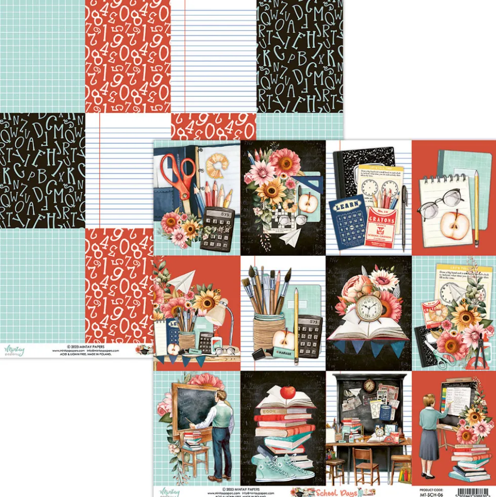 Papier do scrapbookingu 30,5 x 30,5 cm - Mintay - School Days 06