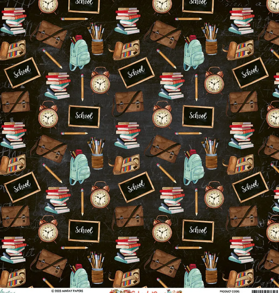 Papier do scrapbookingu 30,5 x 30,5 cm - Mintay - School Days 05