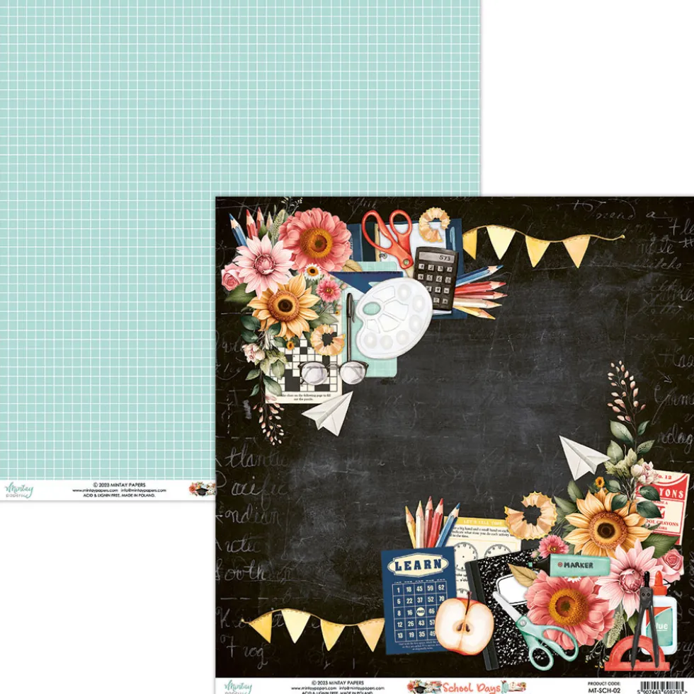Papier do scrapbookingu 30,5 x 30,5 cm - Mintay - School Days 02