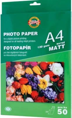 Papier fotograficzny A4 - Koh-I-Noor- matowy, 120 g/m2, 50 ark.