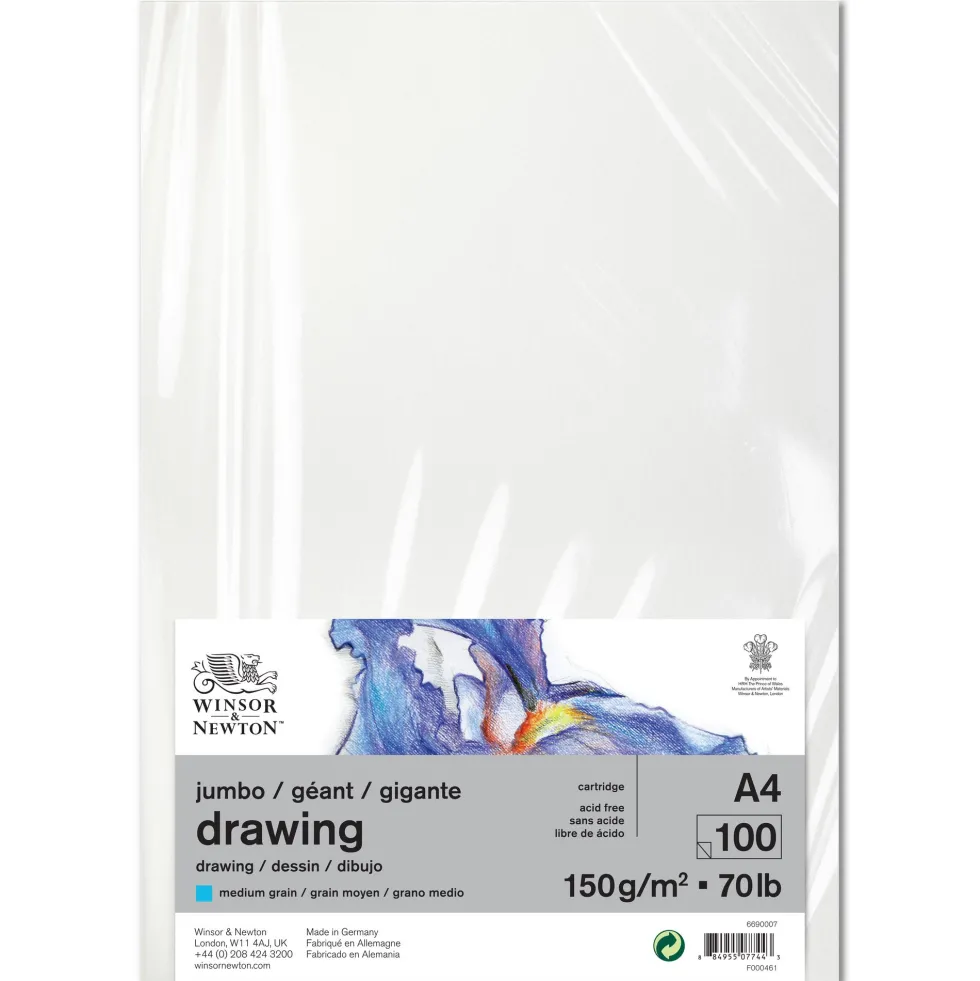 Papier kreślarski Drawing Jumbo - Winsor & Newton - medium, A4, 150g, 100 ark.