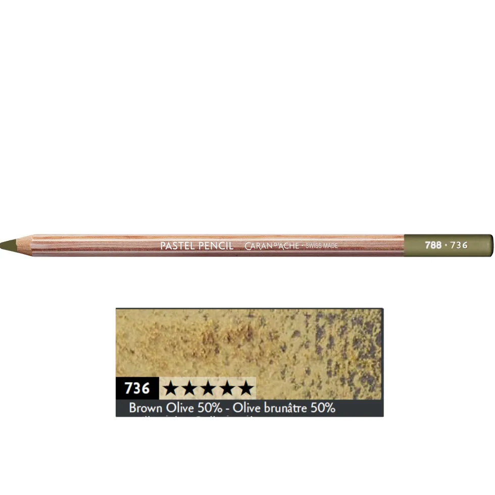 Pastela sucha w kredce Pastel Pencil - Caran d'Ache - 736, Brown Olive 50%