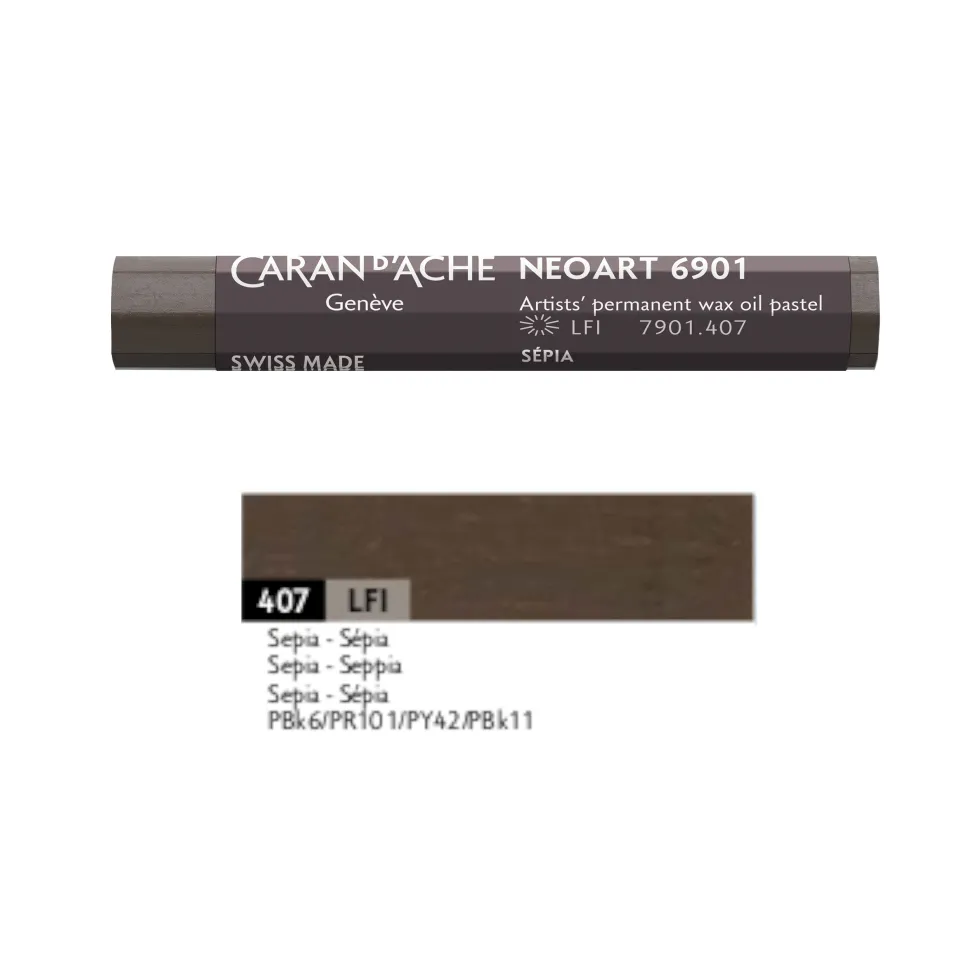Pastel woskowo-olejny Neoart 6901 - Caran d'Ache - 407, Sepia