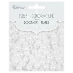 Perły dekoracyjne - DpCraft - białe, 8 mm, 40 g