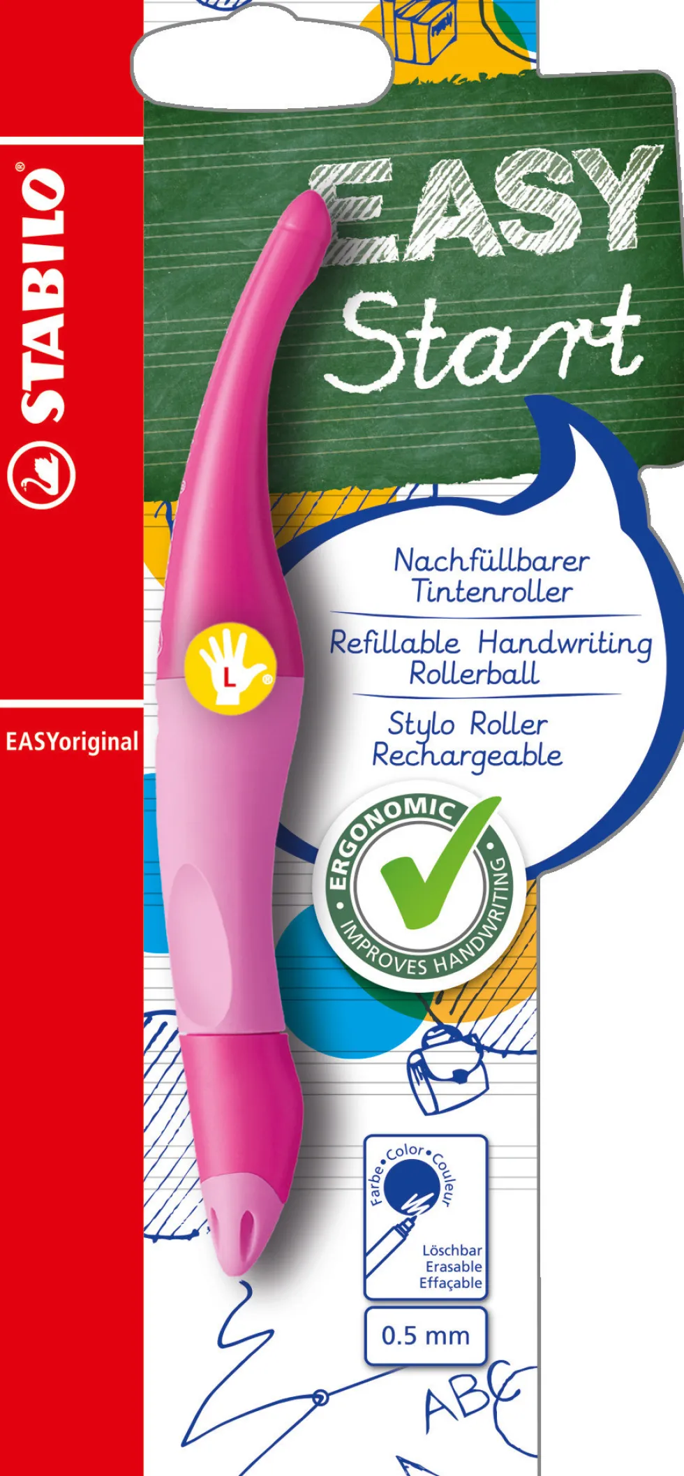 Pióro kulkowe dla leworęcznych Easy Original Start - Stabilo - różowe