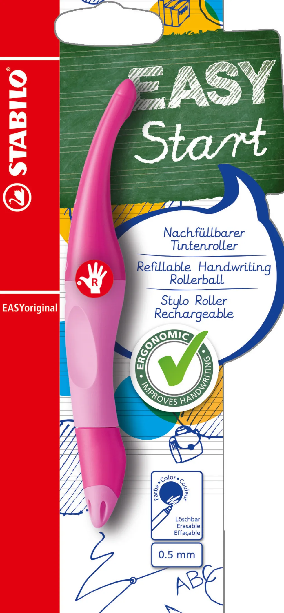 Pióro kulkowe dla praworęcznych Easy Original Start - Stabilo - różowe