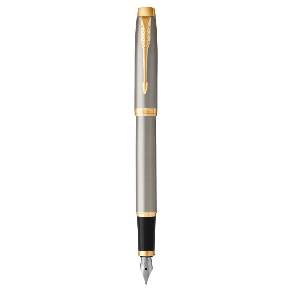 Pióro wieczne IM w etui - Parker - Brushed Metal & Gold Trim, F