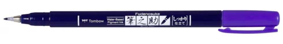 Pisak do kaligrafii Fudenosuke Brush Pen - Tombow - twardy, fioletowy