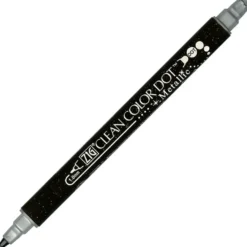 Pisak dwustronny Zig Clean Color Dot Metallic - Kuretake - Silver