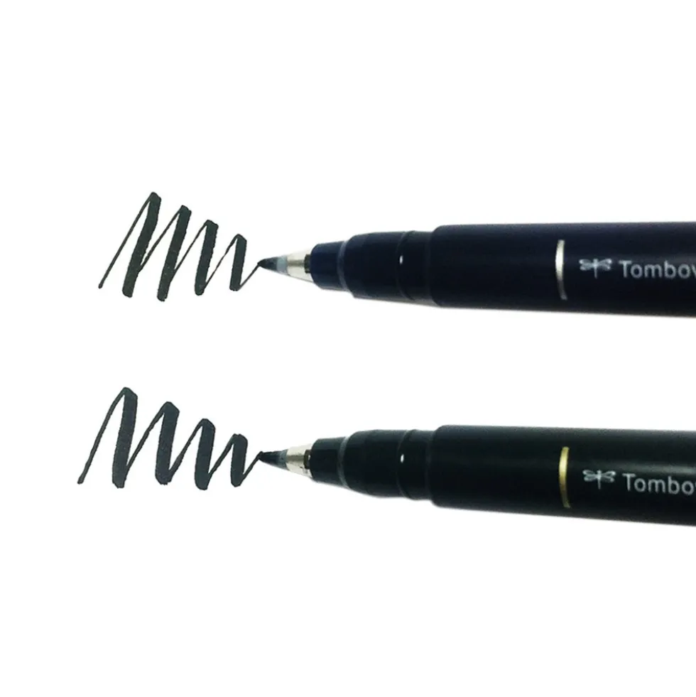 Pisaki do kaligrafii Fudenosuke Brush Pen - Tombow - miękki i twardy, czarne, 2 szt.
