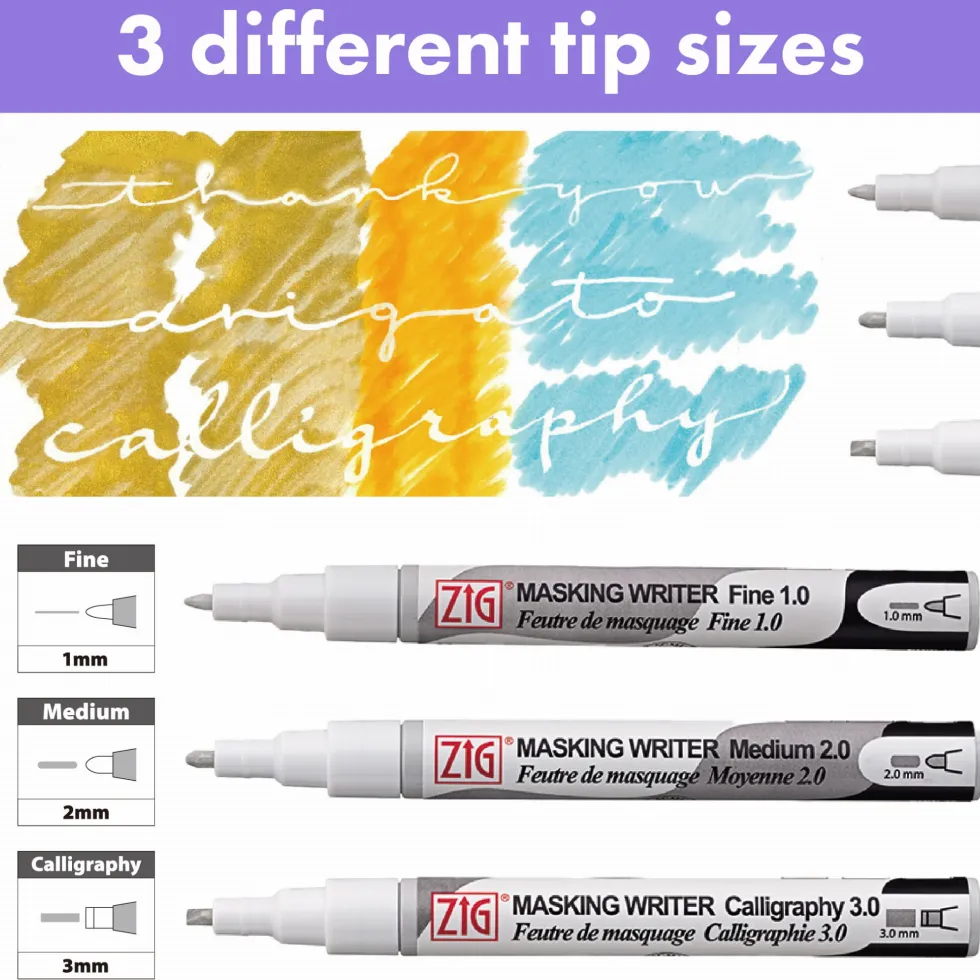 Pisak maskujący do akwareli Masking Writer Calligraphy - Kuretake - 3 mm