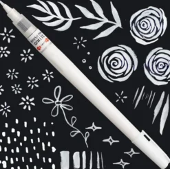 Pisak pędzelkowy do kaligrafii Brush Pen White - Kuretake - biały