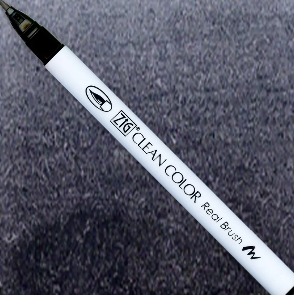Pisak pędzelkowy Zig Clean Color Real Brush - Kuretake - 010, Black