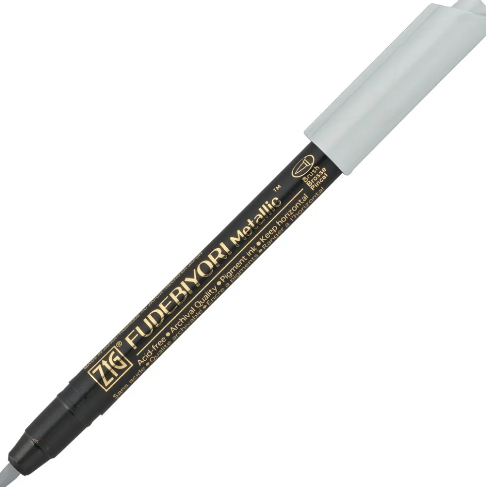 Pisak pędzelkowy ZIG Fudebiyori Metallic - Kuretake - srebrny, metaliczny