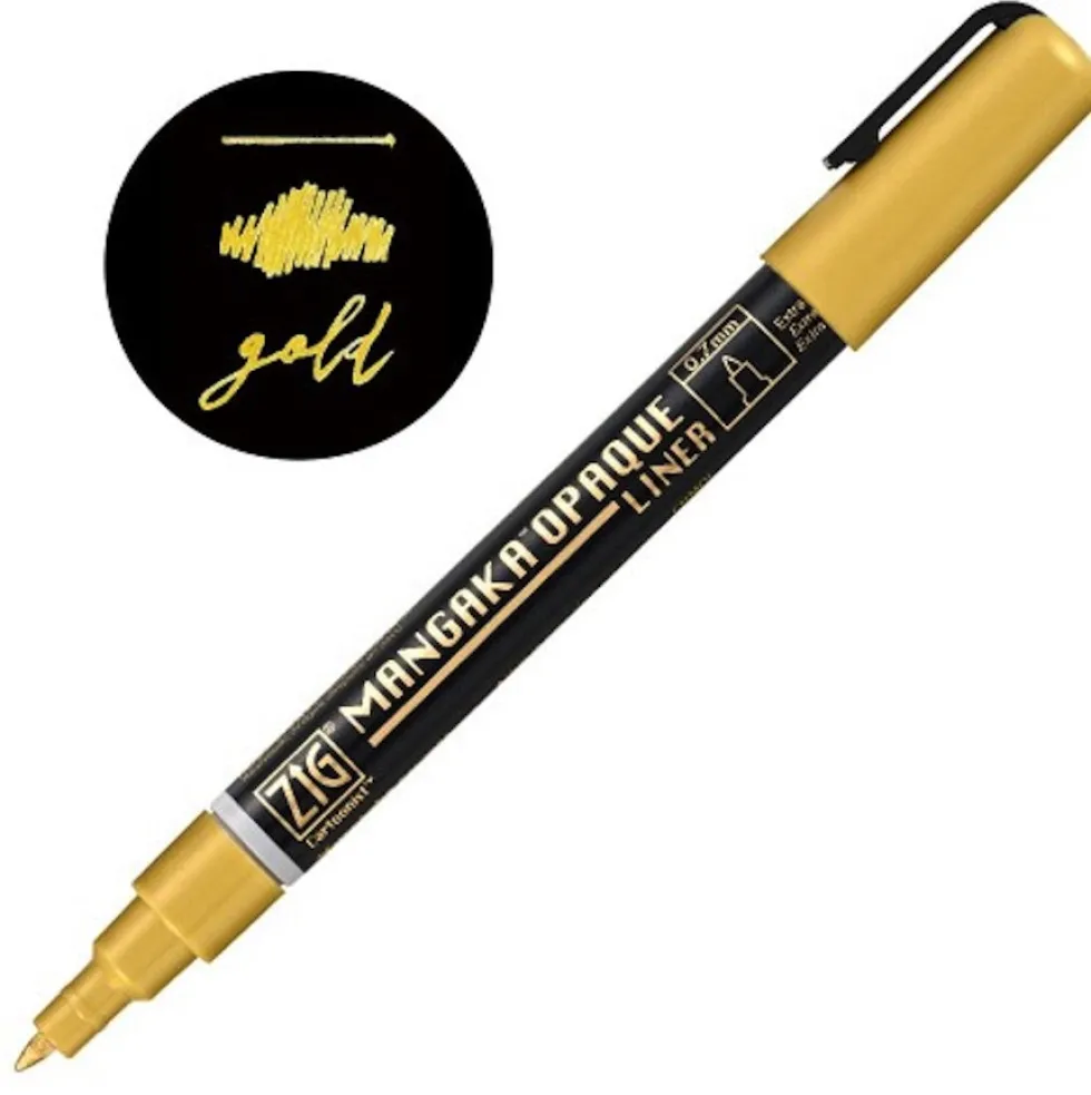 Pisak ZIG Cartoonist Mangaka Opaque Liner - Kuretake - złoty, 0,7 mm