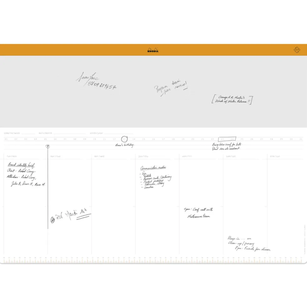 Planer biurkowy tygodniowy, niedatowany - Rhodia - A2, 80 g, 30 ark.