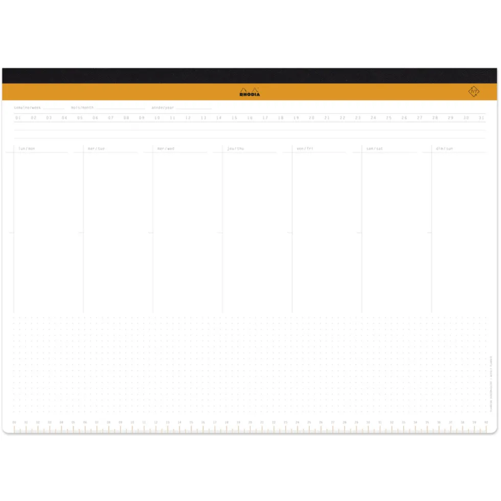 Planer biurkowy tygodniowy, niedatowany - Rhodia - A3+, 80 g, 60 ark.