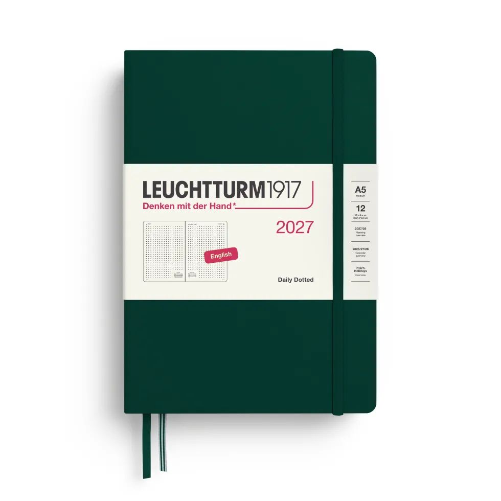Planer dzienny w kropki 2027 - Leuchtturm1917 - Forest Green A5
