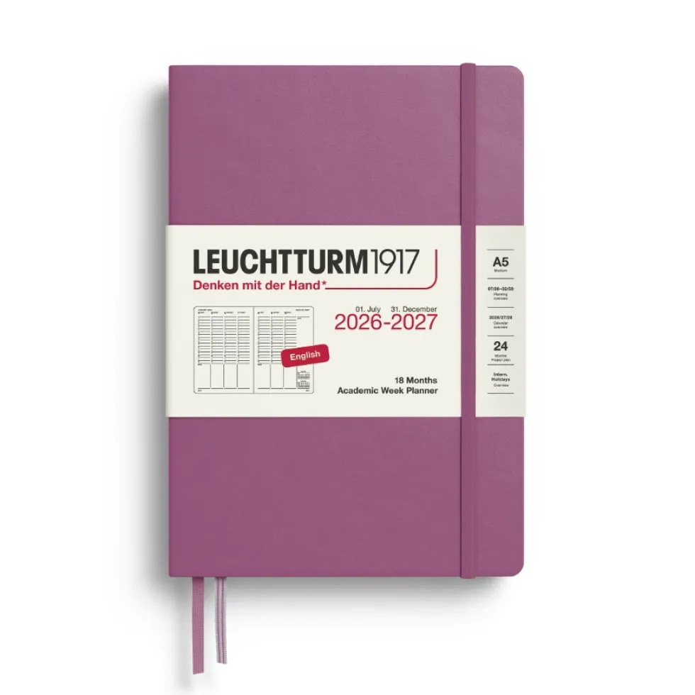 Planer tygodniowy akademicki 2026/2027 A5 - Leuchtturm1917 - Dusty Rose