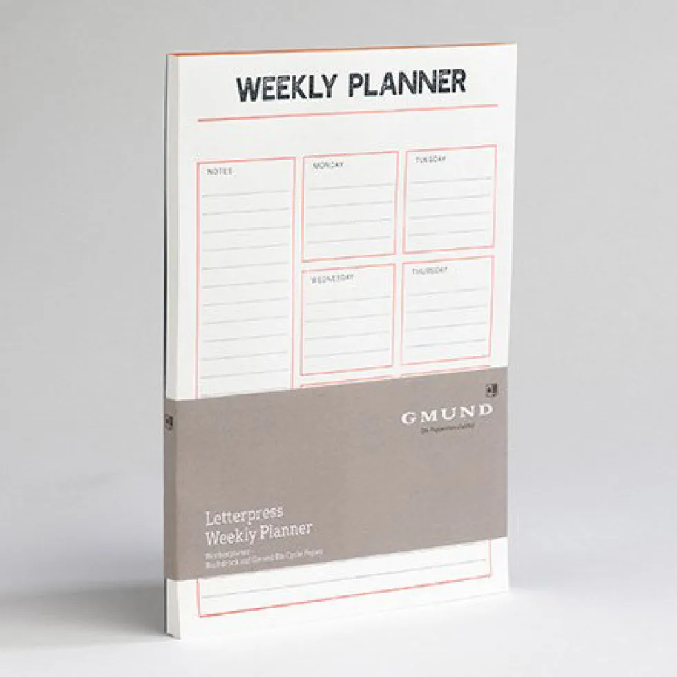 Planer tygodniowy Letterpress - Gmund - Neon Orange 50 ark.