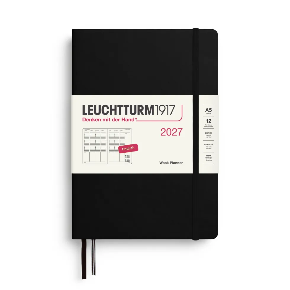 Planer tygodniowy pionowy 2027 – Leuchtturm1917 – Black A5
