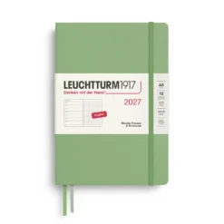 Planer tygodniowy z notatnikiem w kropki 2027 – Leuchtturm1917 – Sage A5