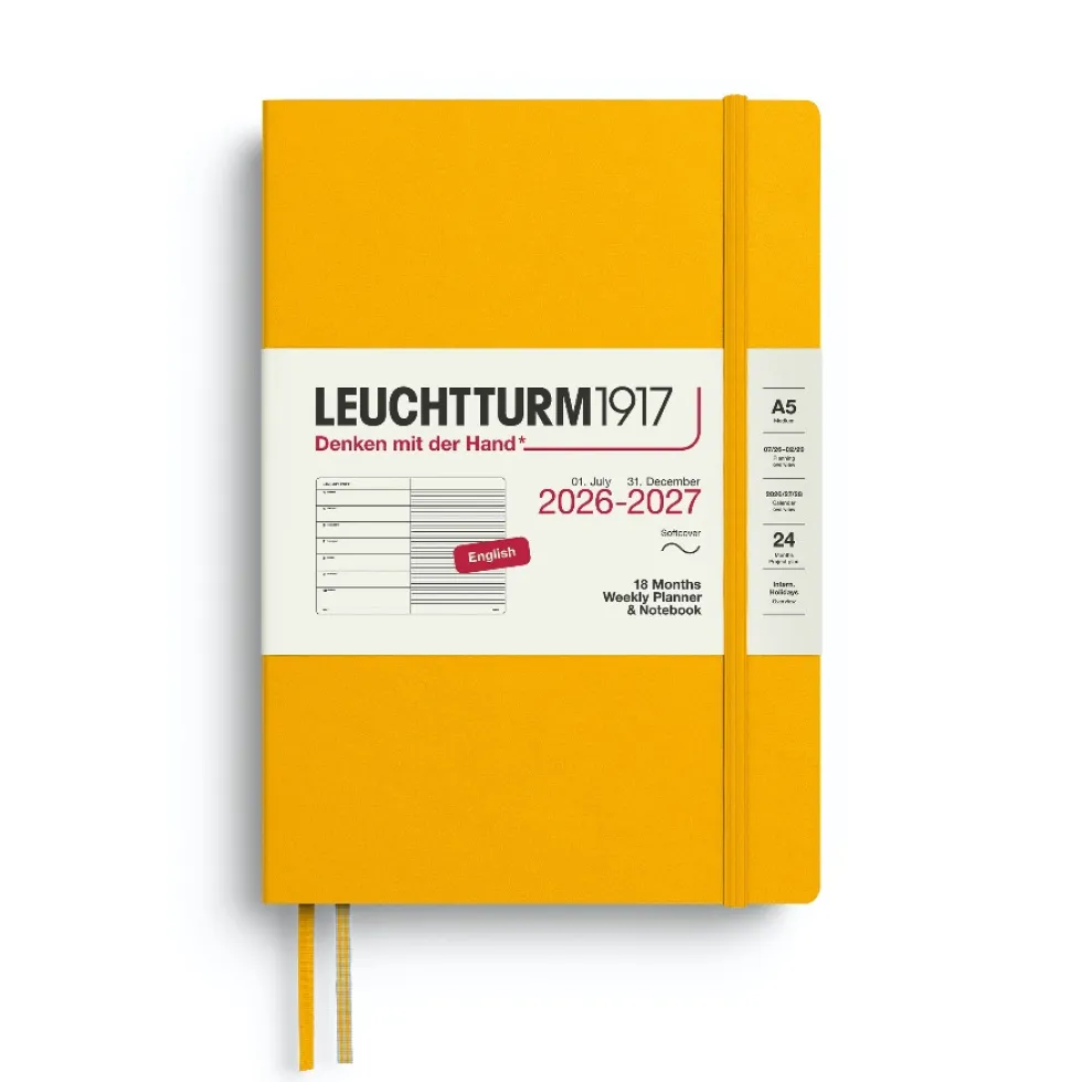 Planer tygodniowy z notatnikiem w linie 2026/2027 A5 - Leuchtturm1917 - Sunflower
