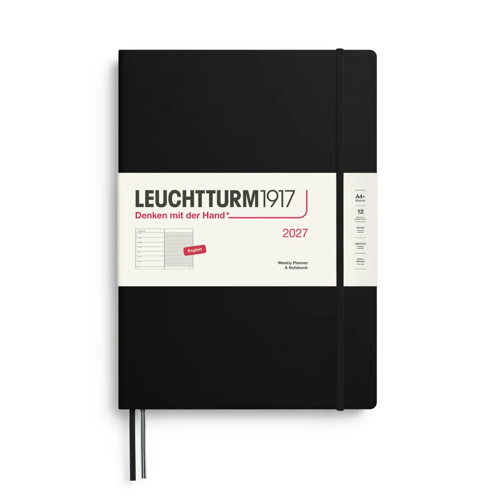 Planer tygodniowy z notatnikiem w linie 2027 - Leuchtturm1917 - Black A4+