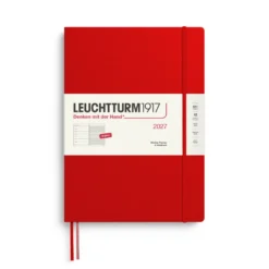Planer tygodniowy z notatnikiem w linie 2027 - Leuchtturm1917 - Cherry A4+