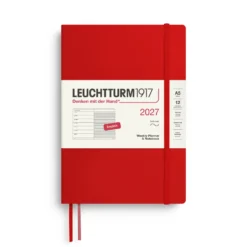 Planer tygodniowy z notatnikiem w linie 2027 - Leuchtturm1917 - Cherry A5