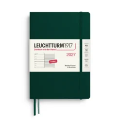 Planer tygodniowy z notatnikiem w linie 2027 - Leuchtturm1917 - Forest Green A5