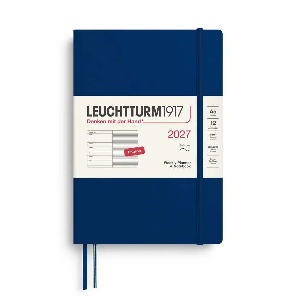 Planer tygodniowy z notatnikiem w linie 2027 - Leuchtturm1917 - Navy A5